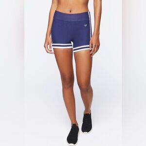 NWOT Forever 21 Extreme Stretchy Navy Ribbed Bike Shorts with White Stripe Trim